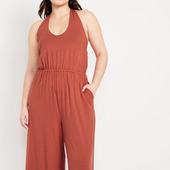 Old Navy gingerspice Waist-Defined Halter Jumpsuit - Picture 6 of 12